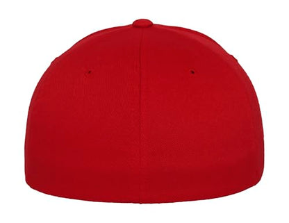 Structured Wool Baseball Cap with Stiff Peak by Nordic Training Gear - color: Red, size: Small-Medium
