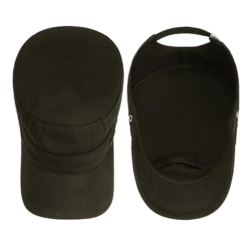 Initlove Cadet Army Cap Military Unisex Flat Top Hat for Men Women - color: Green