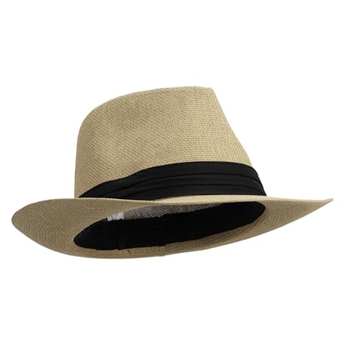 Jeanne Simmons Men's Large Brim Fedora Hat - color: Tan, size: X-Large