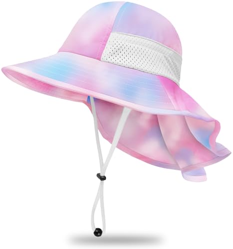 Toddler Baby Sun Hat Kids Summer Beach Essentials Adjustable Beach Hats with Bucket Wide Brim for Boys Girls Age 0-14 Years - color: 1 Pack - Tie Dye, size: 6-24 Months