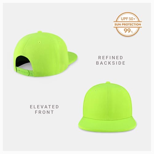 CHOK.LIDS Classic Snapback Flat Bill Hat Blank Adjustable Baseball Cap - color: Neon Green