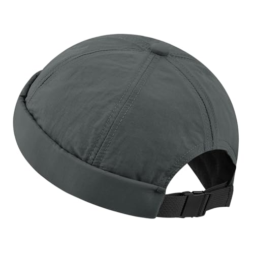 Clakllie Quick Dry Brimless Docker Cap for Men Summer Beanie Sailor Skullcap Lightweight Waterproof Adjustable No Brim Hat - color: S-ct81-grey