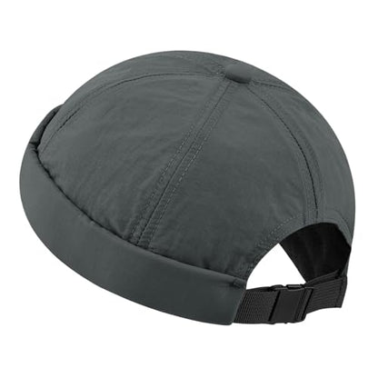 Clakllie Quick Dry Brimless Docker Cap for Men Summer Beanie Sailor Skullcap Lightweight Waterproof Adjustable No Brim Hat - color: S-ct81-grey