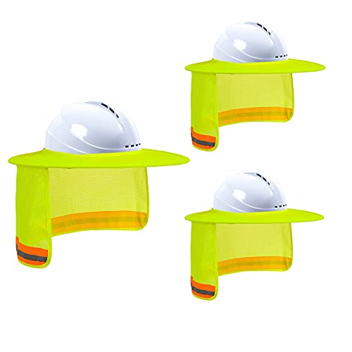 Hard Hat Sun Shade, High Vis Sun Visor Shade Full Brim, Yellow, 3PCS - color: 3 Packs Yellow