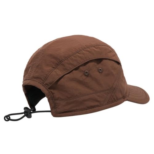 5 Panel Hat, Quick Dry Baseball Cap, Drawstring Elastic Sport Cap for Running, Fishing - color: Brown