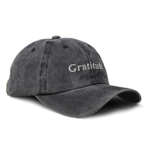 Speedy Pros Soft Washed Baseball Cap Gratitude Cotton Dad Hats for Men & Women - color: Black