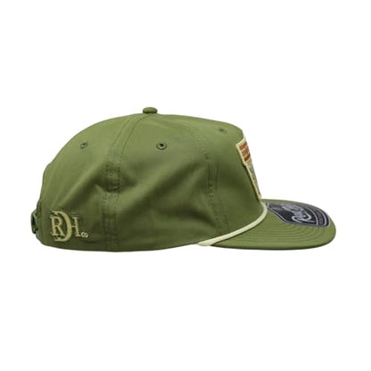 Red Dirt Hat Company Wildlife Hat | 5-Panel Western Adjustable Snapback Cap - color: The Hunt - Olive Green