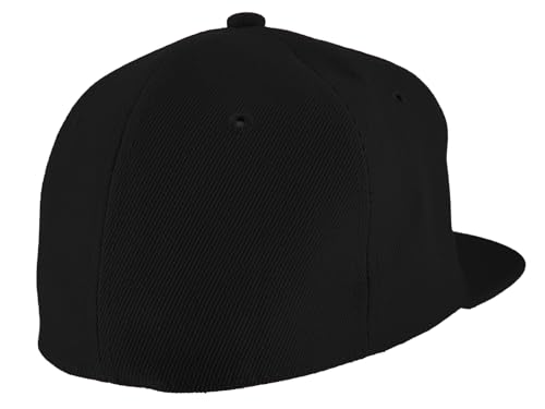 TOP HEADWEAR Plain Flat Bill Fitted Hat - color: Black, size: 7 3/4