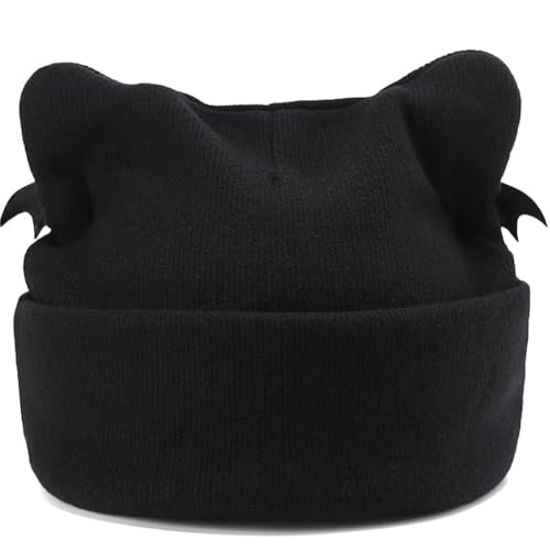 Distressed Ring Beanie Hat for Women Men Slouchy Skull Cap - color: Y2k/Black