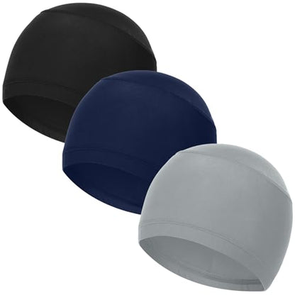 Cooling Skull Caps Helmet Liner Hard Hat Sweat Liner Motorcycle Cycling Cap - color: 3pcs (Black+light Gray+navy Blue)