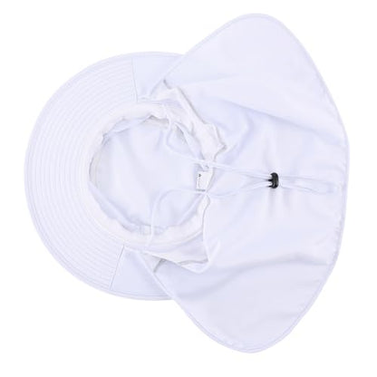 Home Prefer UPF50 Mens Sun Hat with Neck Flap Quick Dry UV Protection Cap Womens Wide Brim Fishing Hat Neck Flap Beach Garden - color: Cool White