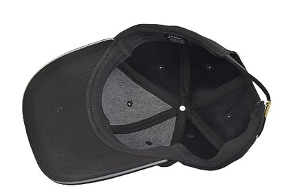 TSSGBL Men's Plain Baseball Hat - OSFM & XXL Big Head Fit，Adjustable Structured Ball Cap with Reflective Sandwich Brim - color: Black, size: Medium-Large
