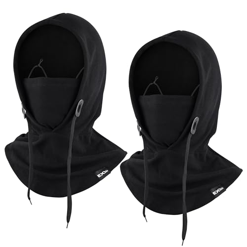 Balaclava Ski Mask, 4-in-1 Warm Adjustable Neck Gaiter for Men Women - color: Black+black