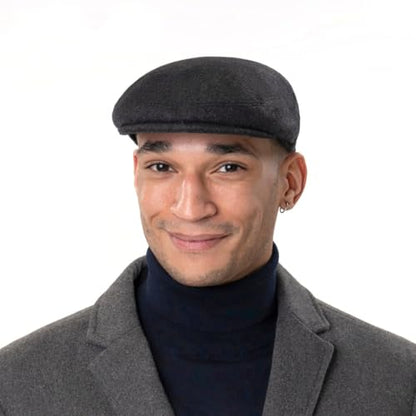 Lipodo Classic Flat Cap Italian-Made Wool Winter Peaked Ivy Cap Men Women - color: Black, size: 6 7/8