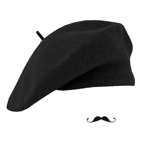 Women French Beret Painter Hats - Classic Stretchable Solid Beanie Warm Winter Cap - color: Black