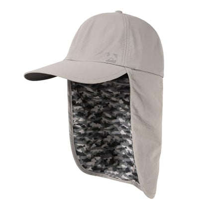 TOP-EX L/XL/XXL UV50+ Waterproof Neck Flap Baseball Sun Cap - color: Light Grey Camo Fish, size: X-Large