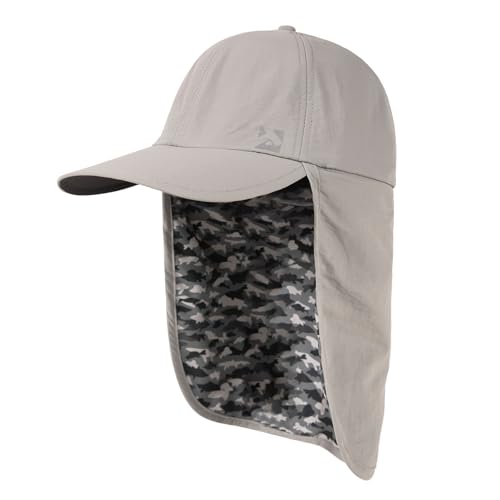 TOP-EX L/XL/XXL UV50+ Waterproof Neck Flap Baseball Sun Cap - color: Light Grey Camo Fish, size: Medium-Large