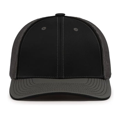 Pacific Headwear Unisex Adult Pacific Headwear Trucker Flexfit® Cap - color: Black/Graphite/Graphite, size: X-Small