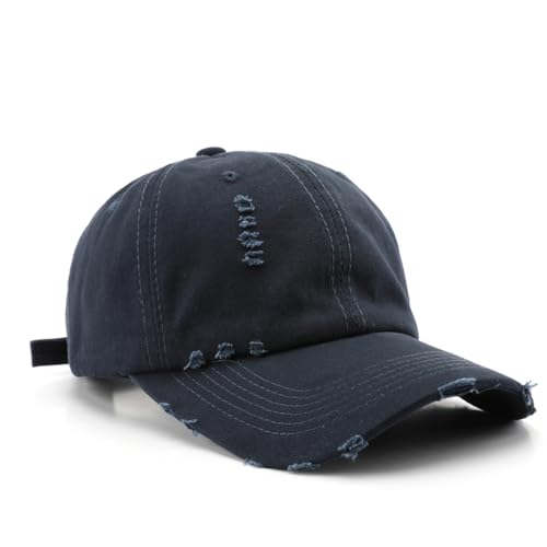 Vintage Washed Distressed Baseball Cap Unconstructed Soft Dad Hats Adjustable Trendy Trucker Hat for Mens Womens - color: Blue