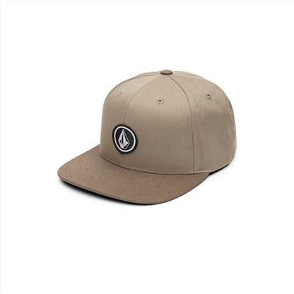 Volcom Men's Quarter Twill Snapback Hat – 6-Panel Adjustable Cap with Stone Logo Patch - color: Khaki