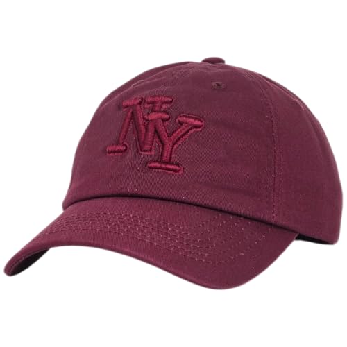 NY 3D Embroidered Dad Hat - New York Baseball Cap - color: Burgundy Burgundy
