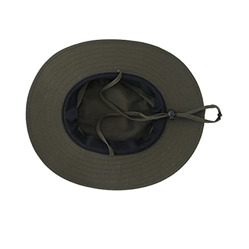 Kids Sun Protection Hat Quick Dry Adjustable Wide Brim Bucket Hat for Boys Girls Summer Fishing Hiking - color: Army Green