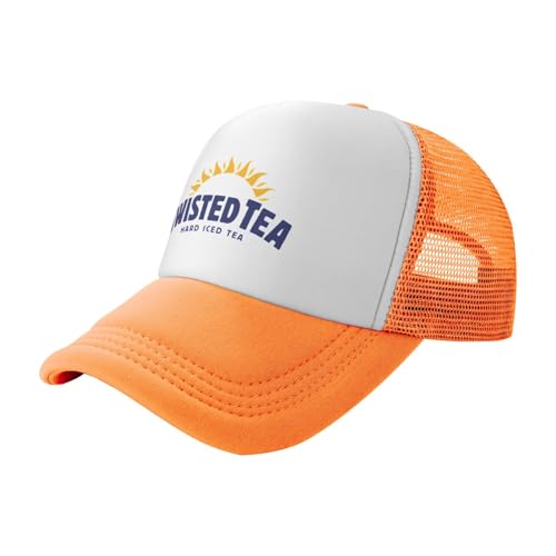 Mens Twisted Trucker Hat Mesh Snapback Adjustable Baseball Cap - color: Orange
