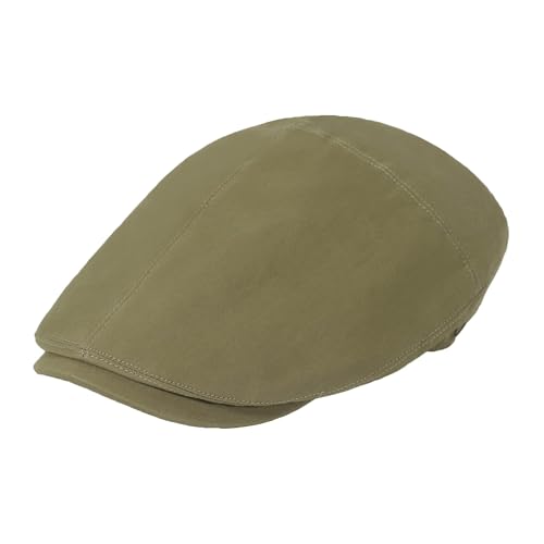 ZLYC Men Cotton Flat Cap Summer Scally Newsboy Beret Driver Hat - color: Solid Army Green