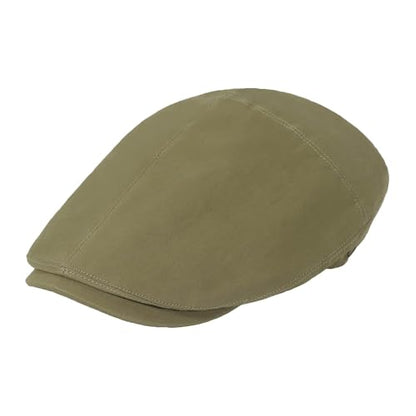 ZLYC Men Cotton Flat Cap Summer Scally Newsboy Beret Driver Hat - color: Solid Army Green