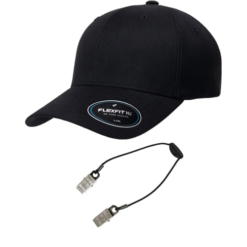 Flexfit 6100NU Tri-Layer Seamless Baseball Cap Bundle w/Cap Catcher - color: Black, size: Large-X-Large