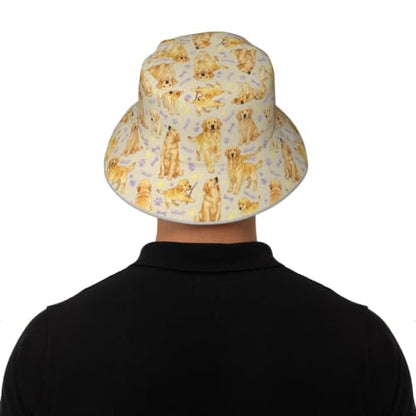 Bucket Hat for Men Women Packable Reversible Printed Summer Hats - color: Golden Retriever