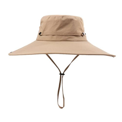 Fishing Sun Hat for Men UPF 50+ Wide Brim Boonie Hats for Summer - color: Khaki