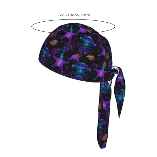 Adjustable Cycling Cap, Quick Dry Sports Bandana Skull Cap Helmet Liner - color: Neon Jellyfish Starfish