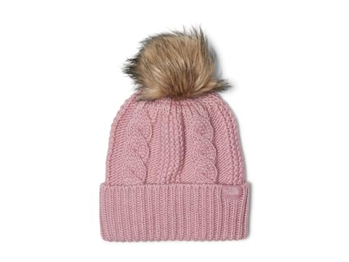 THE NORTH FACE Women's Oh Mega Fur Pom Beanie | Deep Fit Cuffed Winter Hat With Oversized Faux-fur Pom & Cable Detailing - color: Mauve