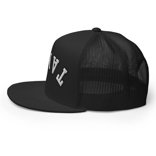 NX Upside Down Tampa Embroidered Flat Bill Trucker Hat High Crown Snapback Cap - color: Black