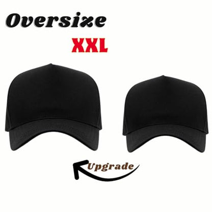 Oversize XXL Mesh Trucker Hat for Men Big Head High Crown Baseball Cap - color: Black