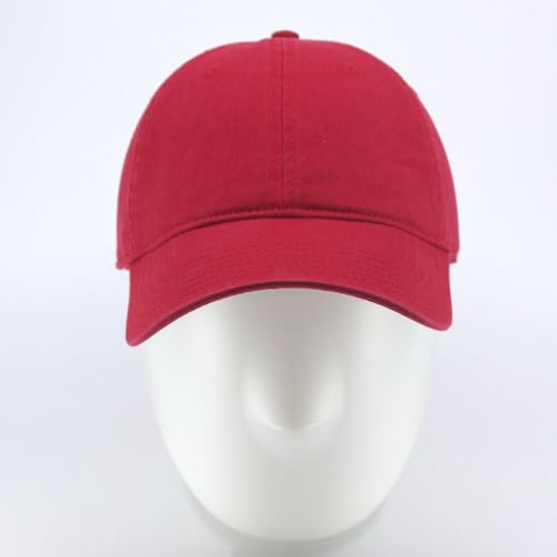 Classic Blank Dad Hat Cotton Adjustable Strap Baseball Cap - color: Red