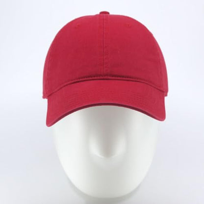Classic Blank Dad Hat Cotton Adjustable Strap Baseball Cap - color: Red