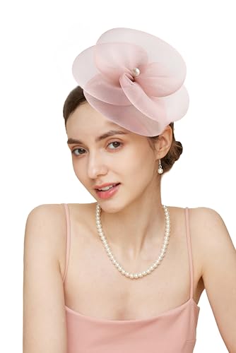 Gionforsy Women Fascinators Hats Tea Party Hats Accessories for Women - color: Nude Pink