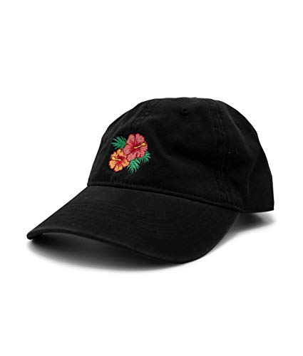 Riot Society Mens Embroidered Adjustable Dad Hat - color: Hibiscus Embroidered (Black )