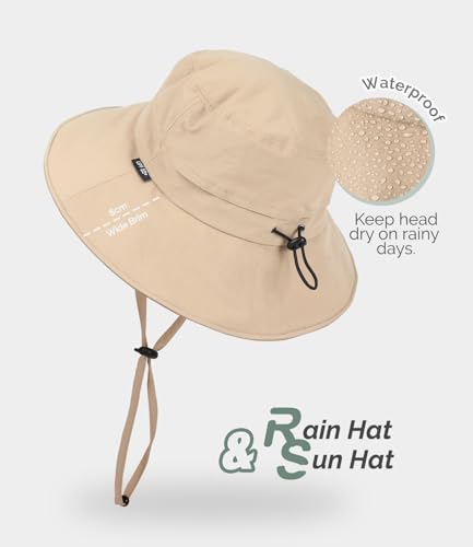 Bucket Hat Waterproof Rain Hat for Women Men Sun Hats UPF50+ Packable Summer Hat Hiking Travel Floppy Sun Hat - color: Khaki