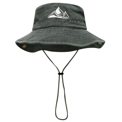 Sun Bucket Hat for Men Women Fishing Beach Safari Trendy Cotton Cowboy Cap for Golf Hiking Hunting Outdoor Boonie - color: Mountain Army Green