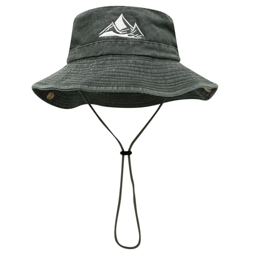 Sun Bucket Hat for Men Women Fishing Beach Safari Trendy Cotton Cowboy Cap for Golf Hiking Hunting Outdoor Boonie - color: Mountain Army Green