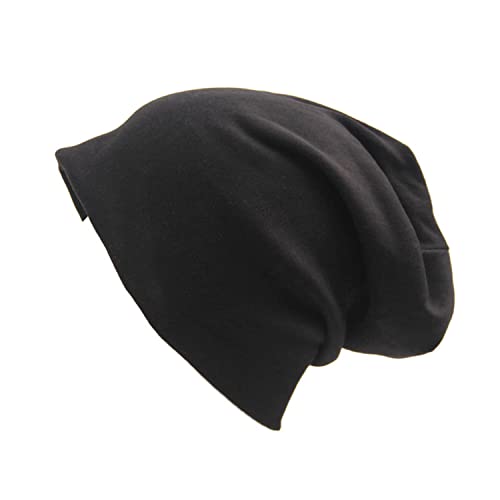 DOOVID Slouchy Beanie for Women Men Baggy Beanie Hats Casual Stretch Knit Hip-Hop Skull Caps - color: Black