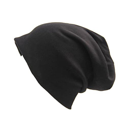 DOOVID Slouchy Beanie for Women Men Baggy Beanie Hats Casual Stretch Knit Hip-Hop Skull Caps - color: Black
