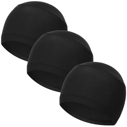 Cooling Skull Caps Helmet Liner Hard Hat Sweat Liner Motorcycle Cycling Cap - color: 3pcs Black