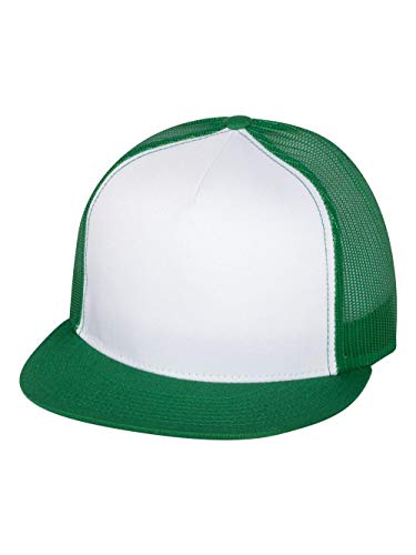 Yupoong Flexfit 6006,6006T,6006W 5 Panel Classic Trucker Snapback Hat Cap - color: Kelly/ White/ Kelly