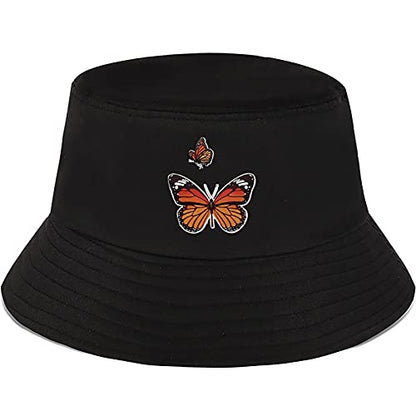 XYIYI Fashion Embroidery Bucket Hat Cotton Beach Fisherman Hats for Women Girls - color: Black