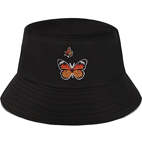 XYIYI Fashion Embroidery Bucket Hat Cotton Beach Fisherman Hats for Women Girls - color: Black