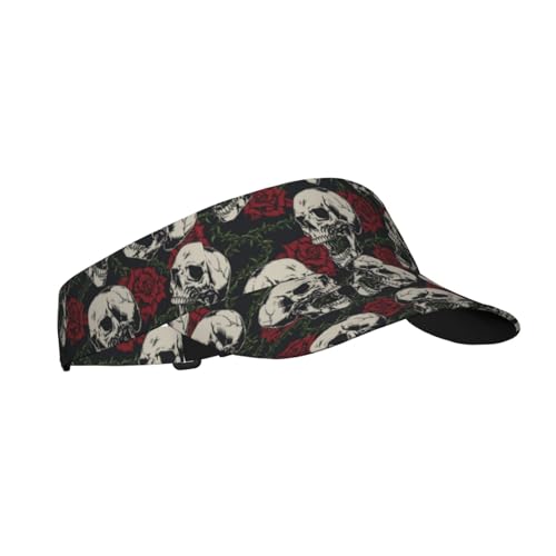 Sports Sun Visor Hats Adjustable Men Women Lightweight Packable Cooling Empty Top Visor Hat for Running, Tennis, Golf - color: Skull Floral